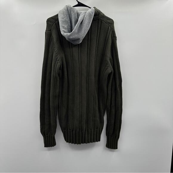 Puma Green Knit Long Sleeve Button Zip Chunky Cardigan Jacket Size L - Picture 5 of 9